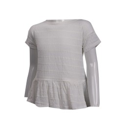 KD063 Customized Girls White Short Sleeve T-Shirt Stripes Children's Wear Manufacturer KD063 Customized Girls White Short Sleeve T-Shirt Stripes Children's Wear Manufacturer